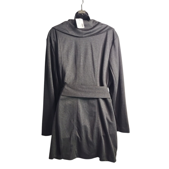 Fashion Bug Coat Women's Dark Gray V-Neck Belt Snap Button Plus Size 1X NWT - Picture 2 of 9